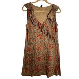 Lauren Ralph Lauren Floral Ruffle Mini Dress Cowgirl Cottage Y2K Coquette Sz XL